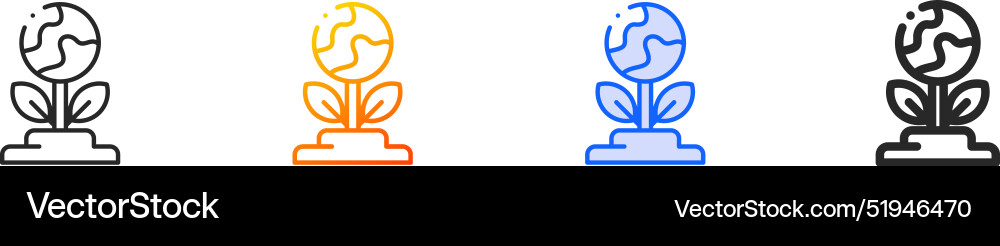 Earth day iconthin linear gradient blue stroke Vector Image