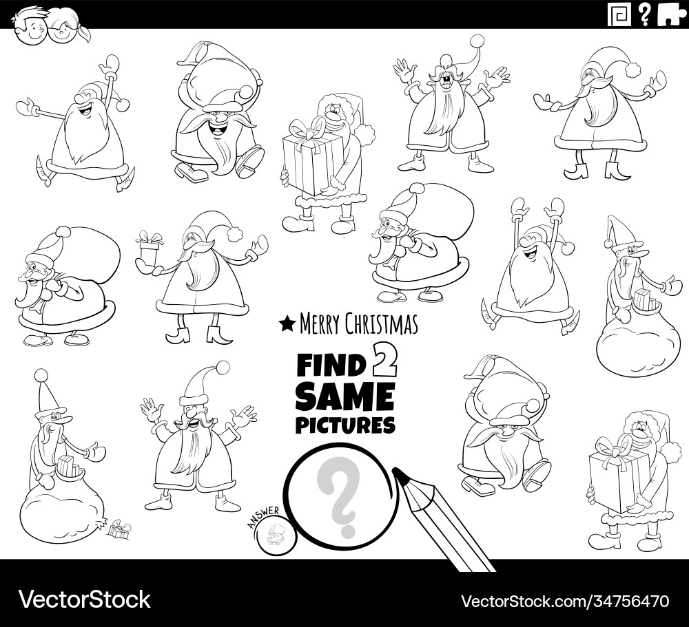 Find two same santa claus characters game Find two same santa claus characters game Vector Image