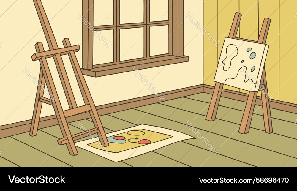Simple art studio setup with a single easel Vector Image
