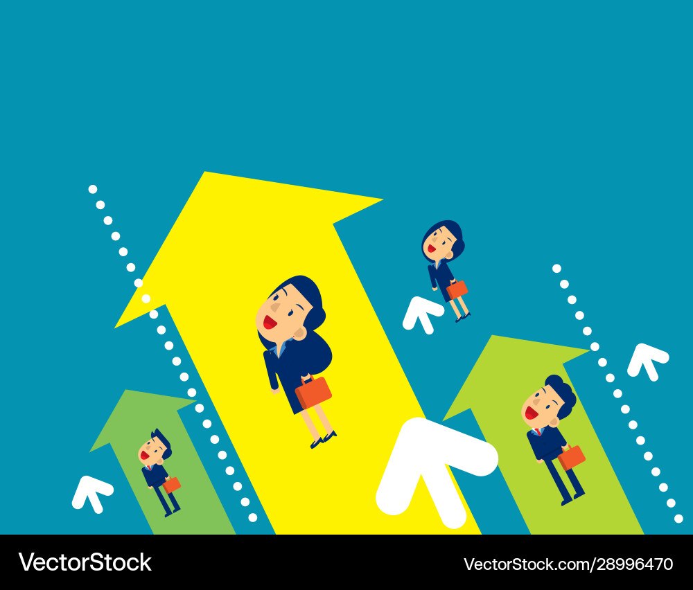 Team flying to upward concept business direction vector image