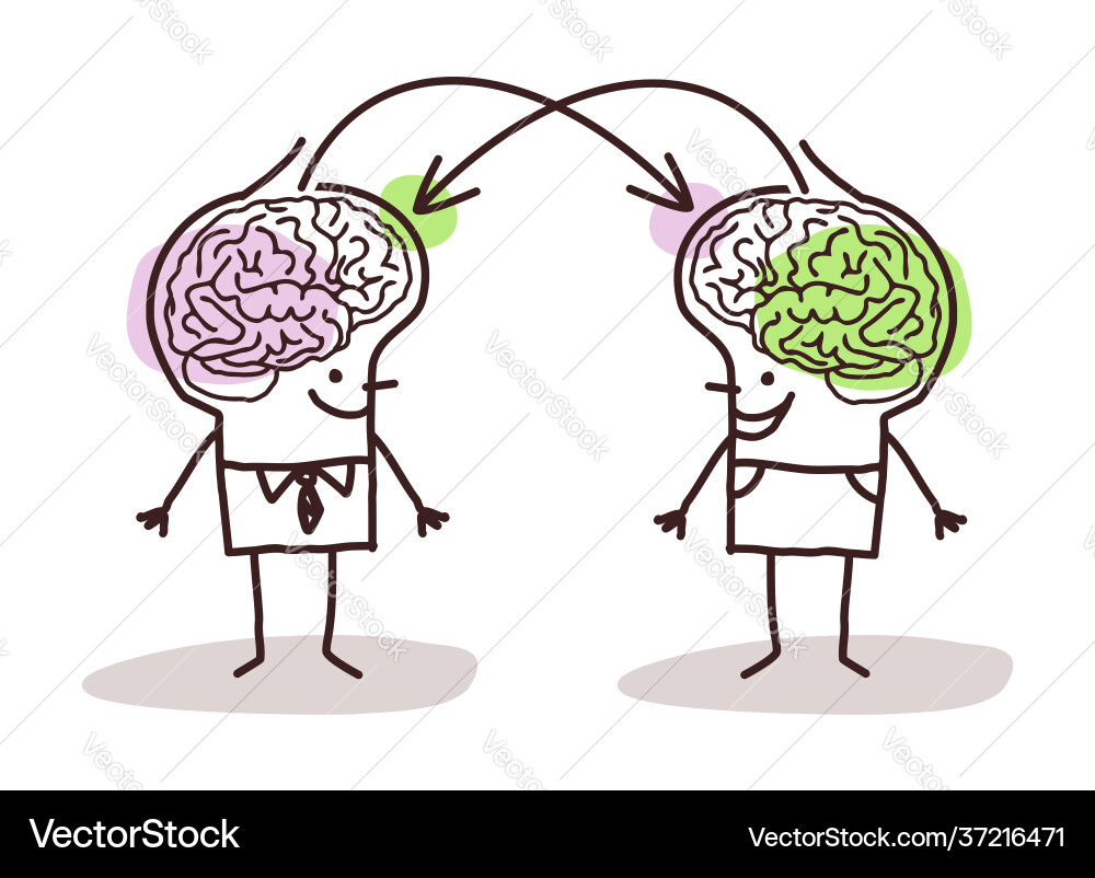 Big brain men exchanging ideas vector image