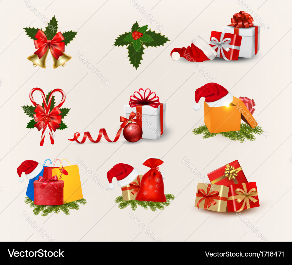 Big set of christmas icons and objects vector image