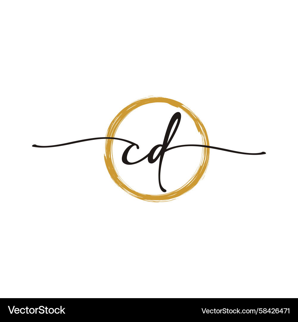 Elegant Script C & D Logo Template Vector Image