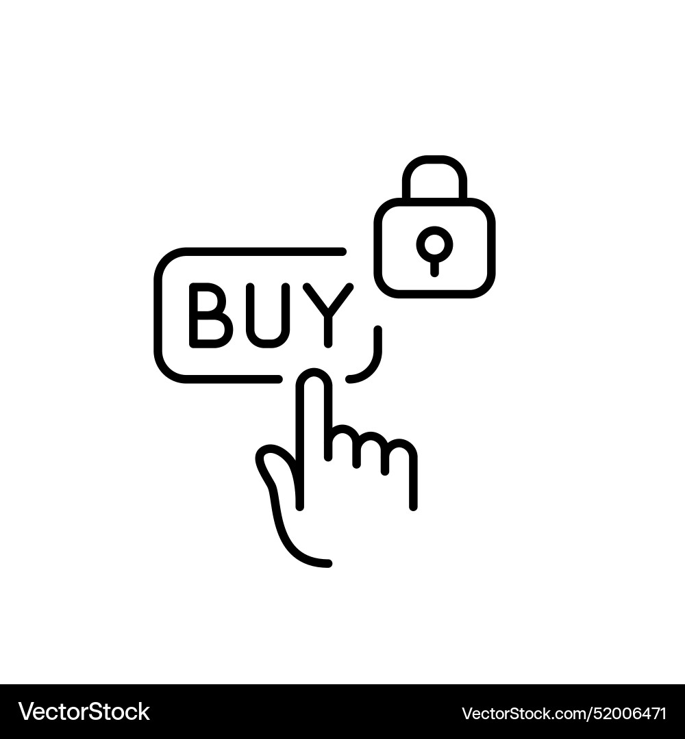 Finger clicking on buy button and lock secure Vector Image