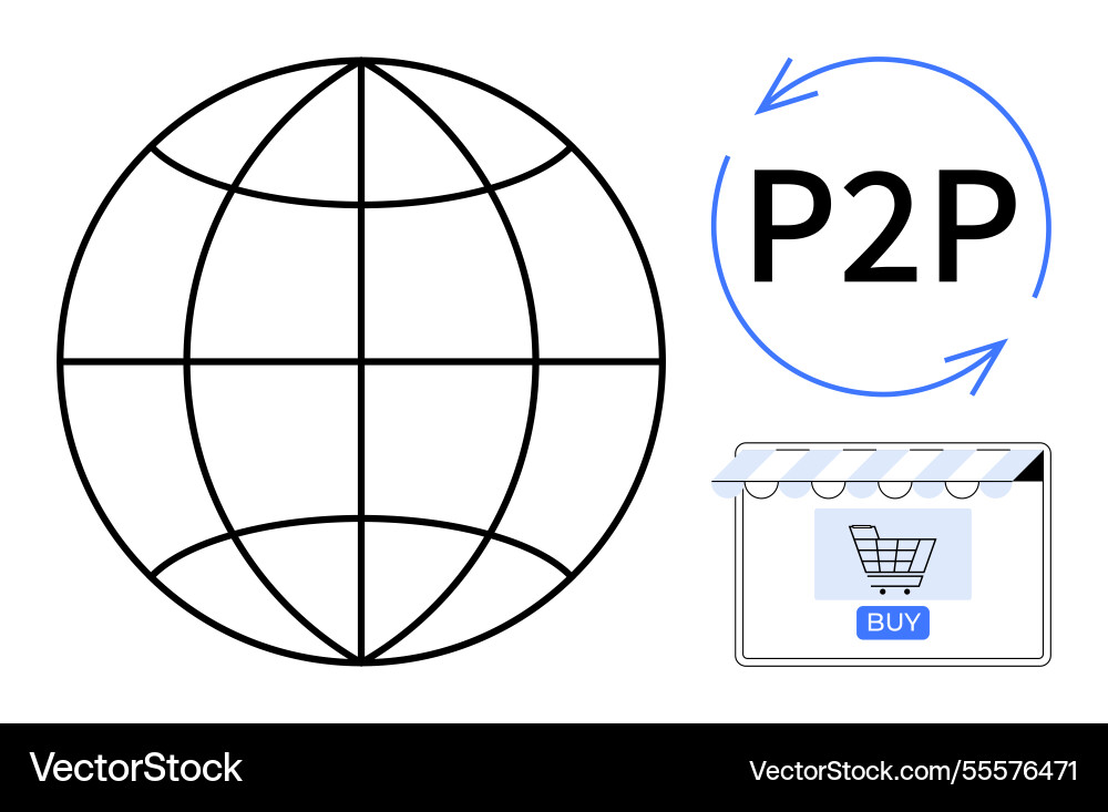 Global p2p networking and e-commerce concept Global p2p networking and e-commerce concept vector image