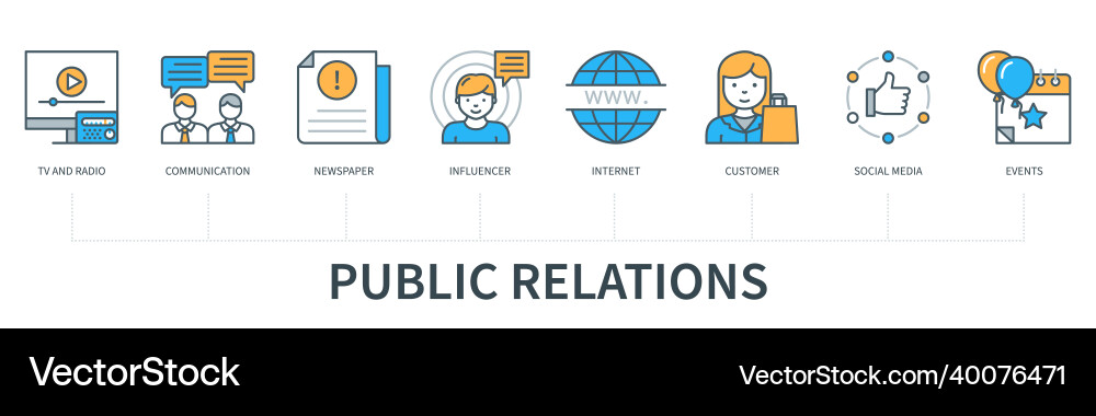 Public relations concept with icons radio and tv Public relations concept with icons radio and tv vector image