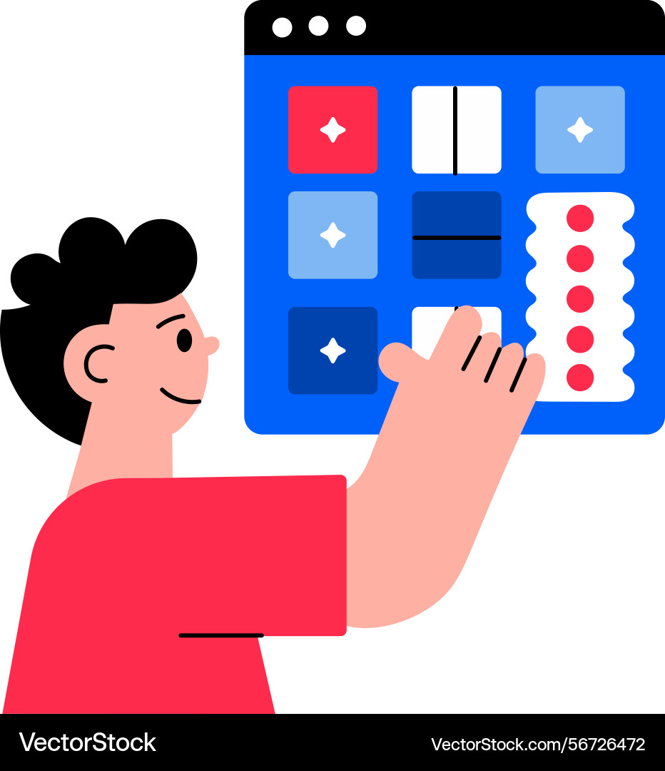 A character designing web layout flat vector image