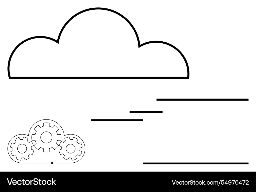 Cloud computing concept with gears and data flow Cloud computing concept with gears and data flow vector image