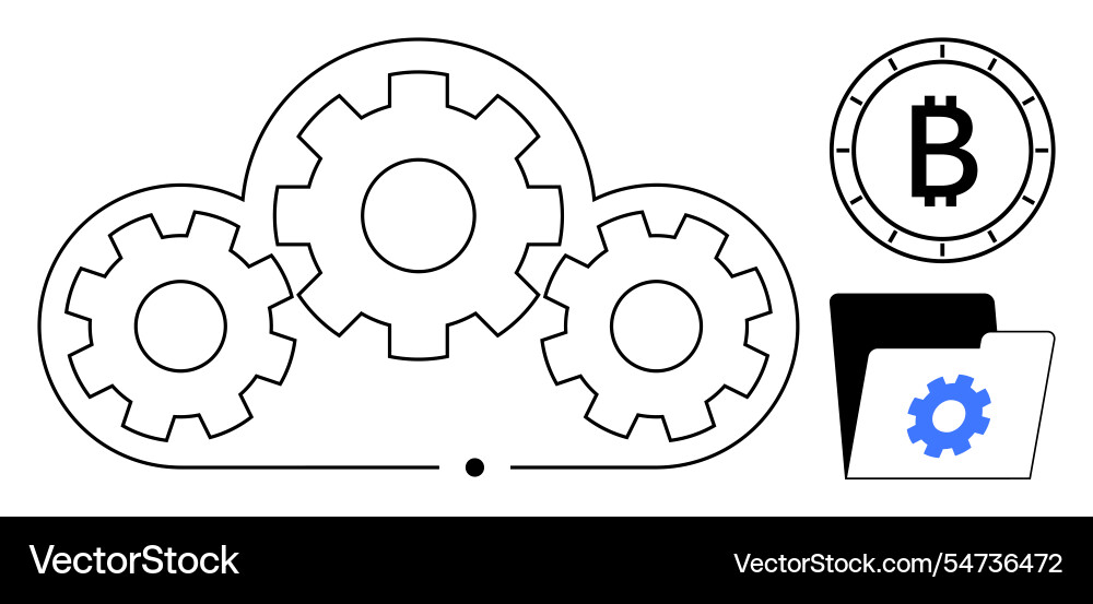 Cloud computing integration with cryptocurrency Cloud computing integration with cryptocurrency vector image