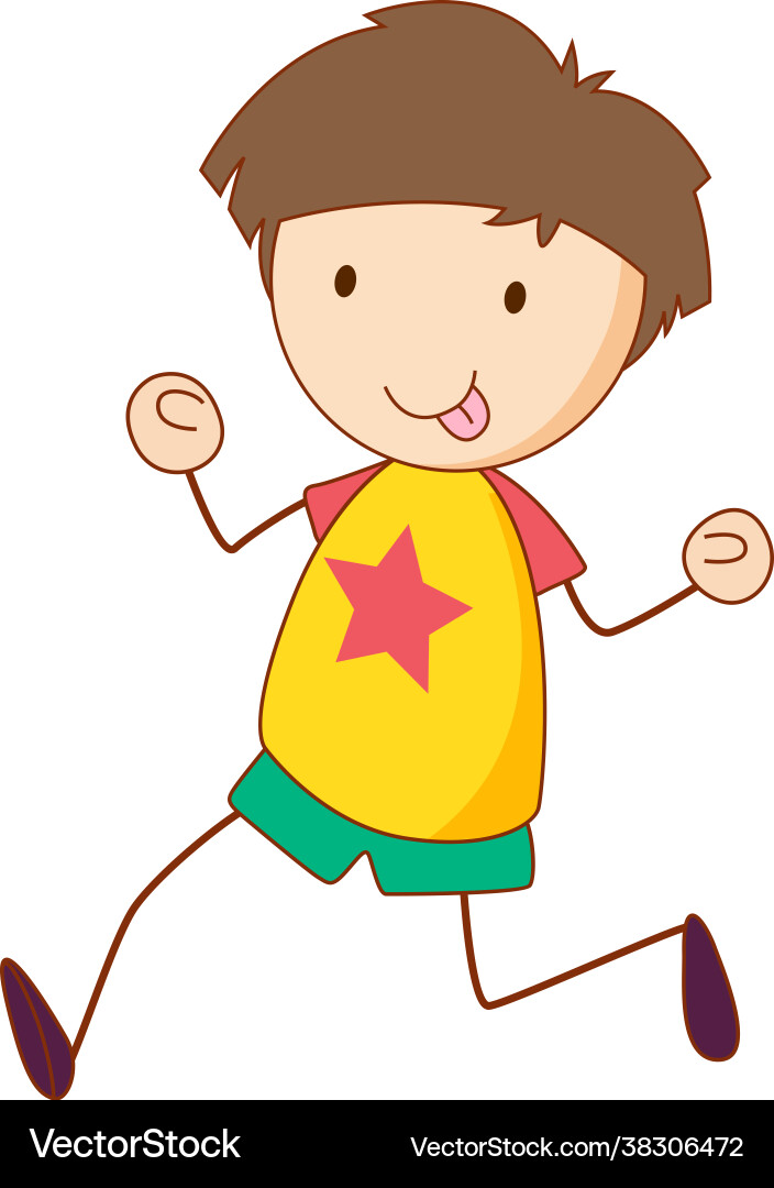 Cute boy cartoon character in hand drawn doodle vector image