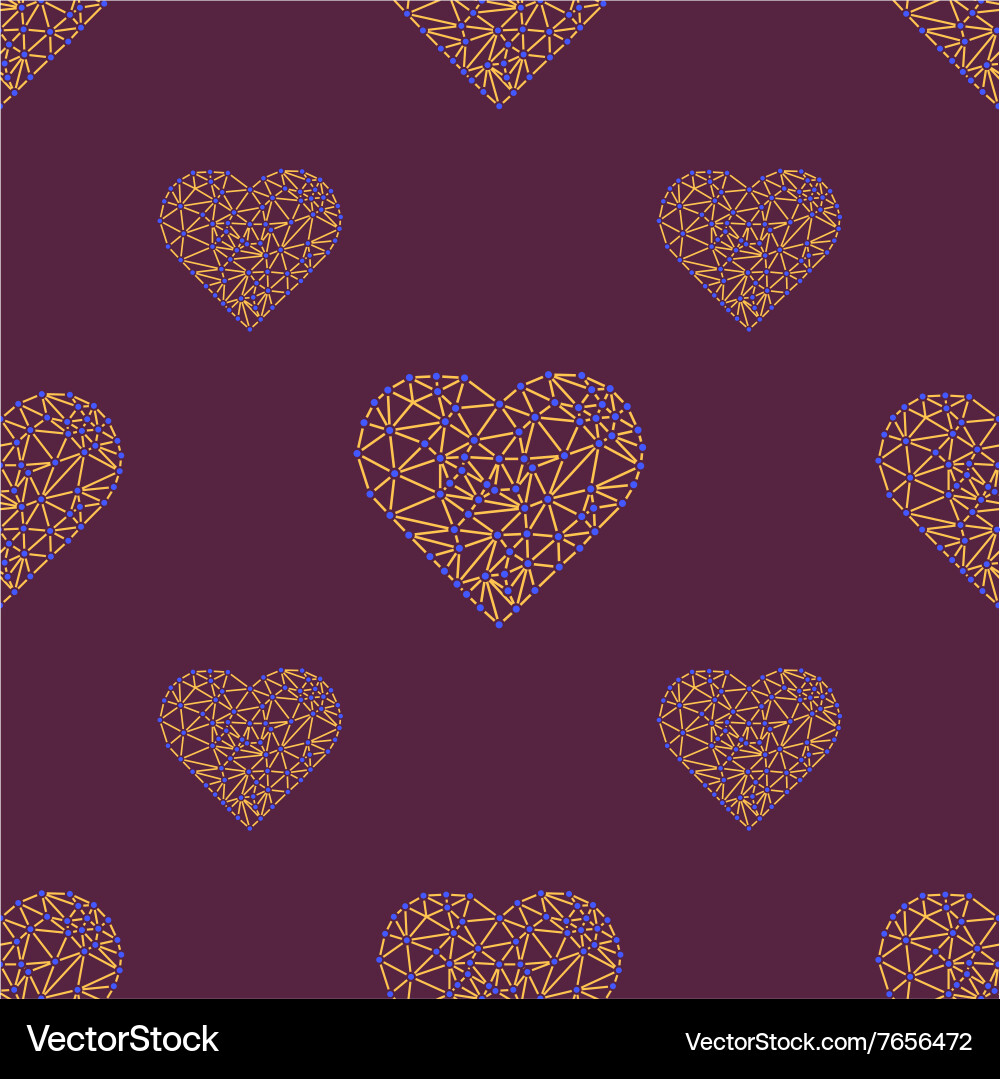 Heart with connected lines and dots wireframe mesh vector image