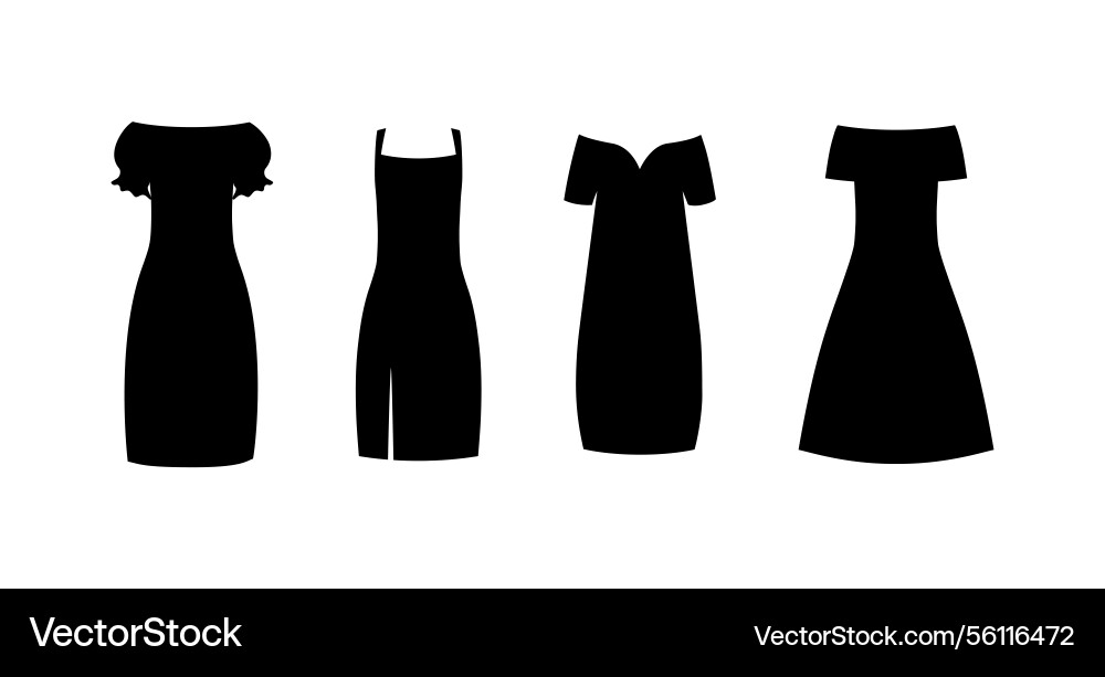Little black dress set of four women dresses Little black dress set of four women dresses vector image