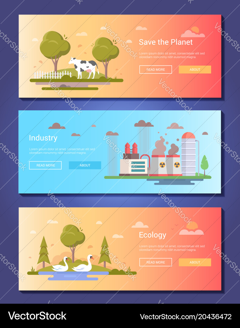 Save the planet - set of modern flat design style vector image