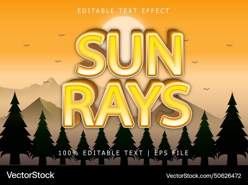 Sunrays editable text effect 3 dimension emboss Sunrays editable text effect 3 dimension emboss vector image