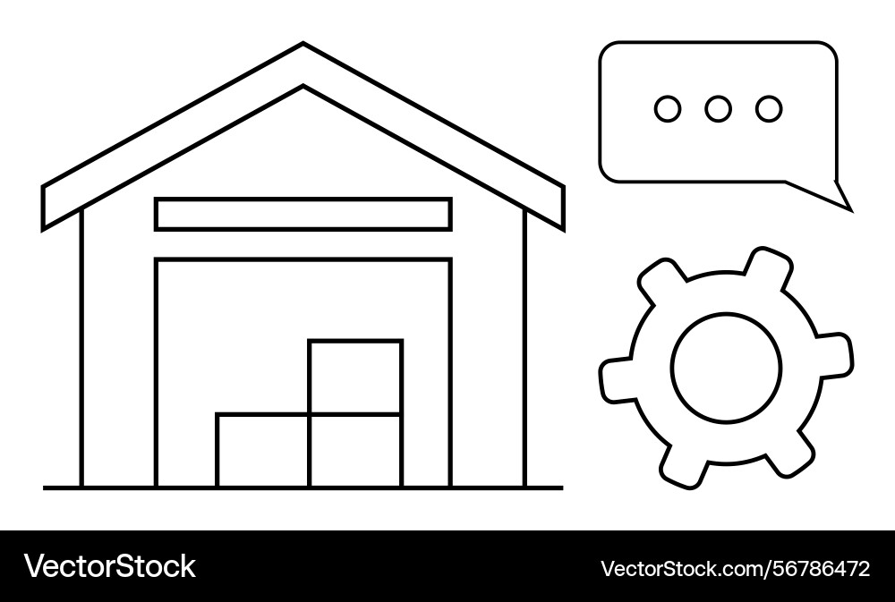 Warehouse with stacked boxes speech bubble Warehouse with stacked boxes speech bubble vector image