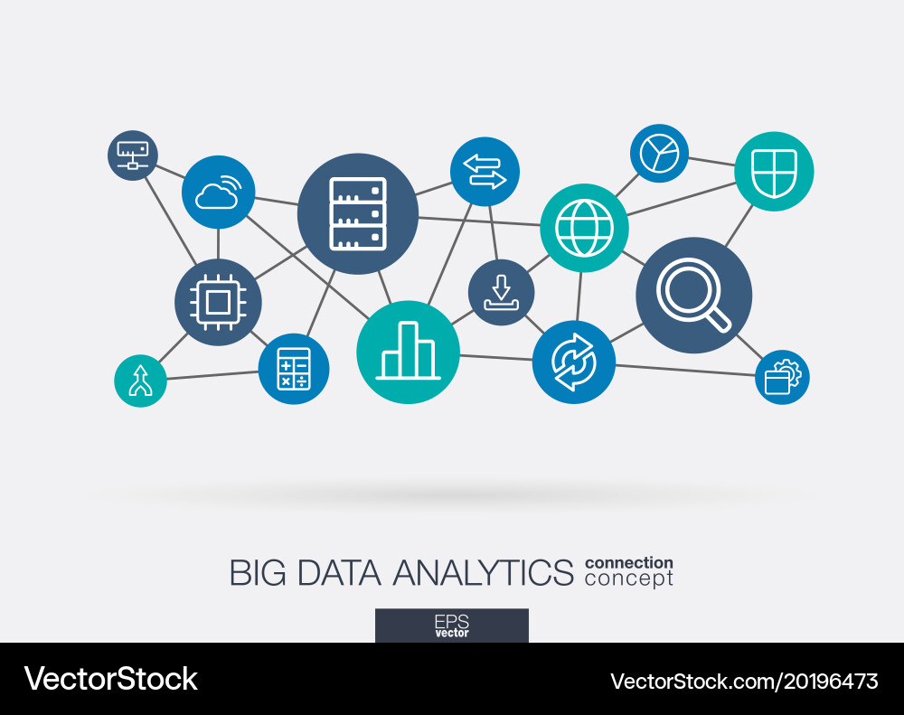 Connected Data Network Icons vector image