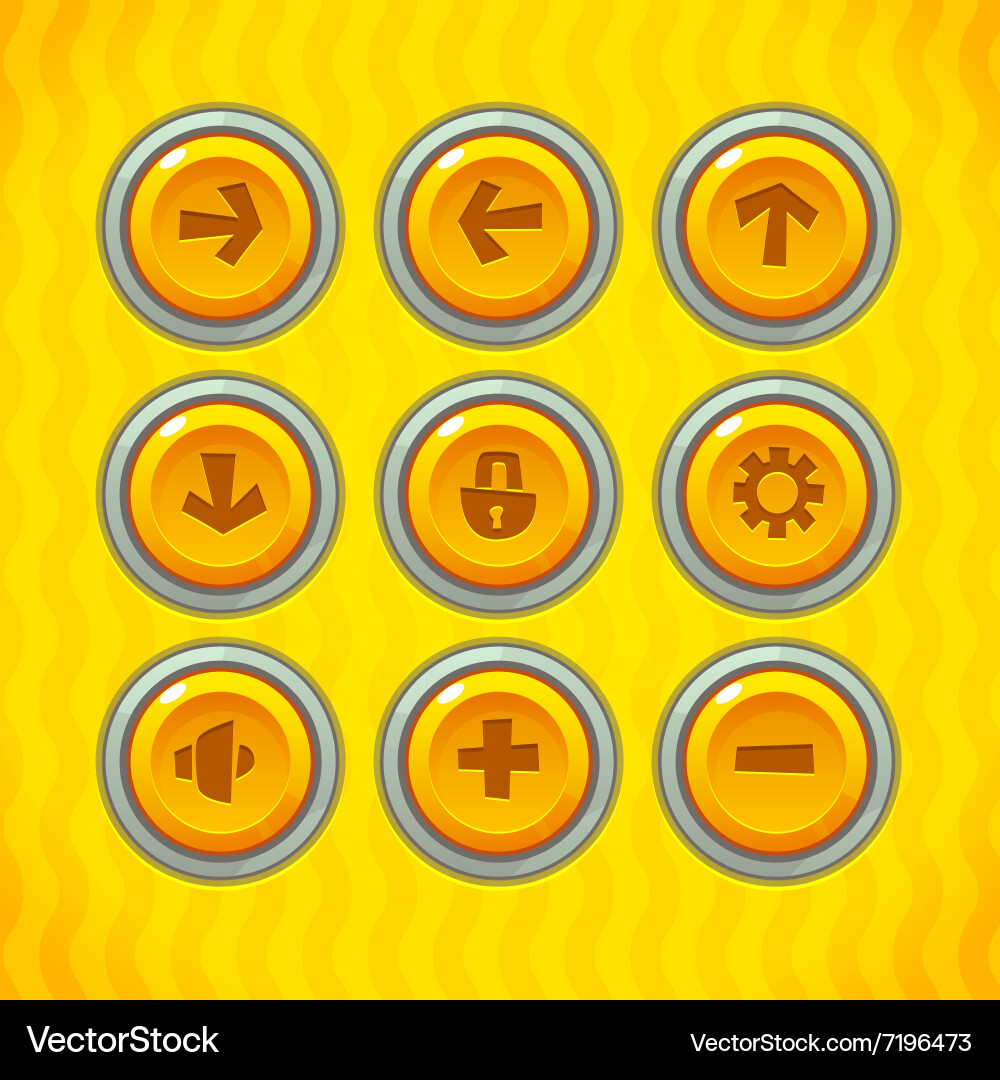 Game UI Buttons with Icons vector image