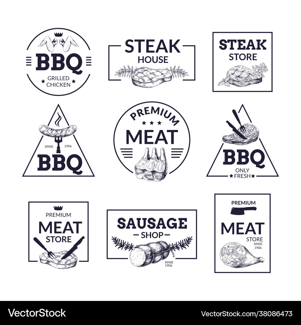 Meat & Butcher Shop Labels vector image