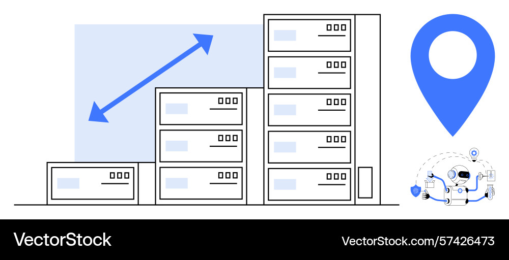 Scalable data storage and smart automation Scalable data storage and smart automation vector image