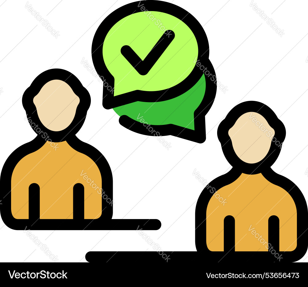 Team agreeing and validating project with check Team agreeing and validating project with check vector image