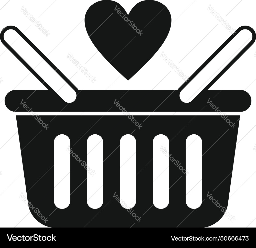 Wish list shop basket icon simple button Wish list shop basket icon simple button vector image