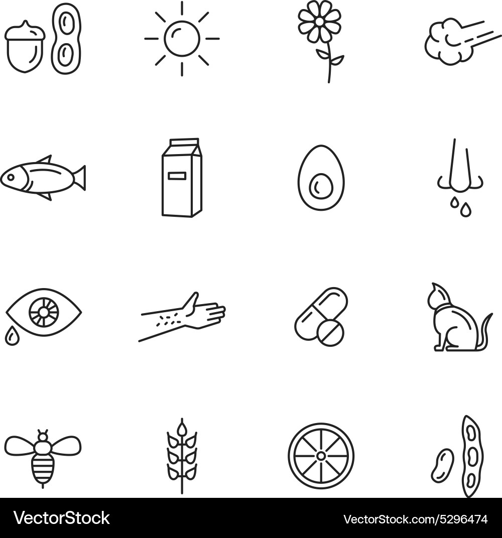 Allergen Icons - Thin Line vector image