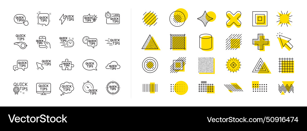 Quick tips line icons set of helpful tricks vector image