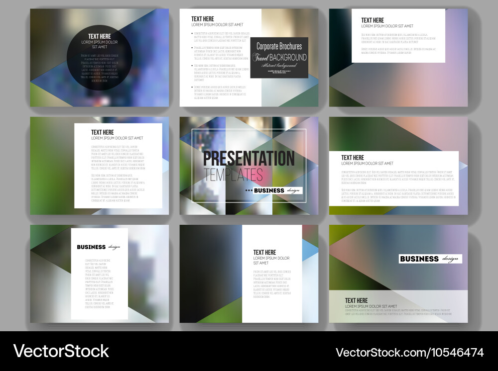 Set of 9 templates for presentation slides vector image