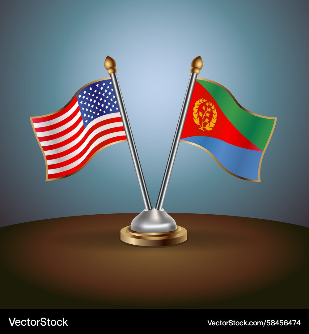 US vs Eritrea Flag Table Vector Image