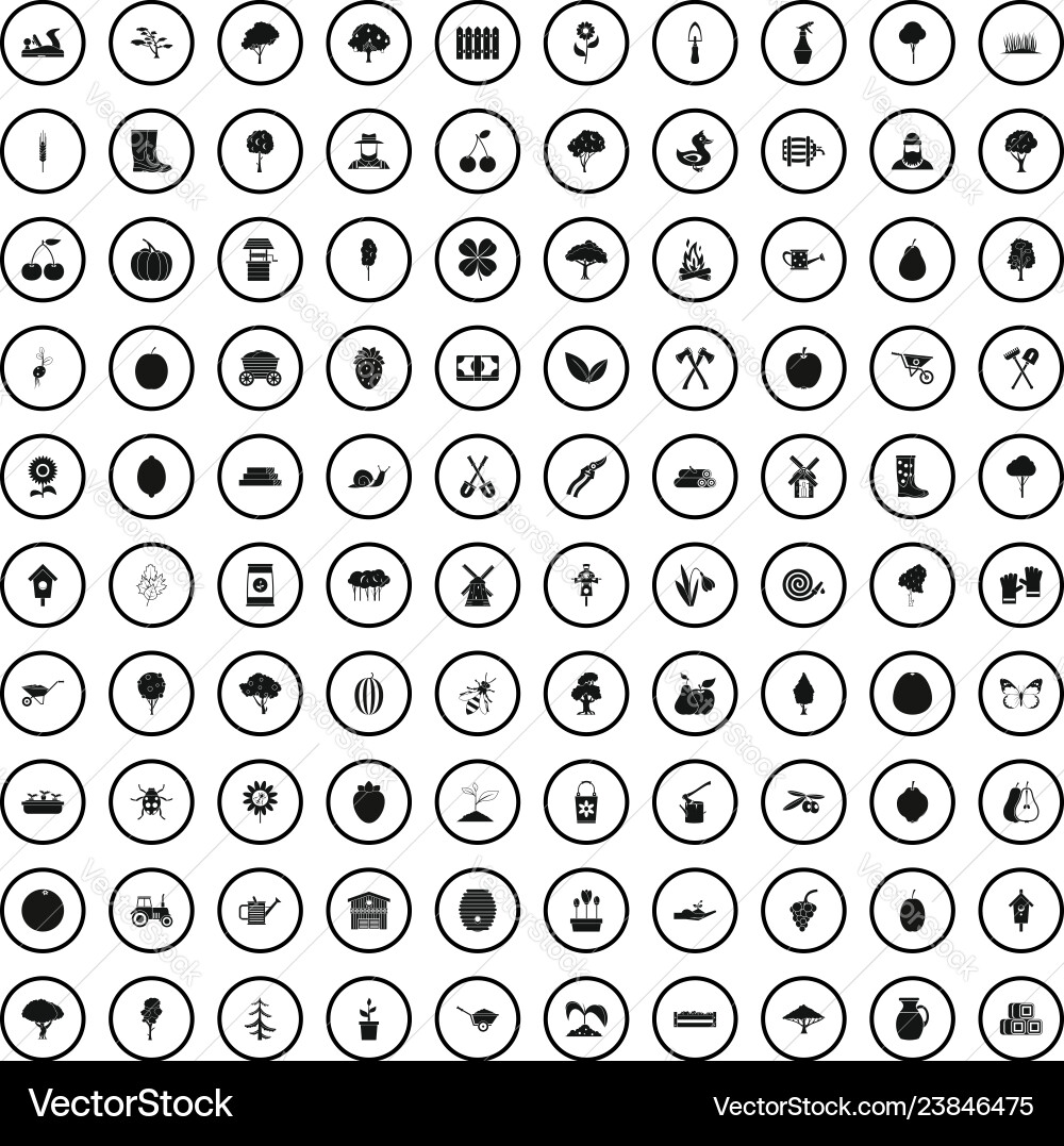 100 agriculture icons set in simple style 100 agriculture icons set in simple style vector image