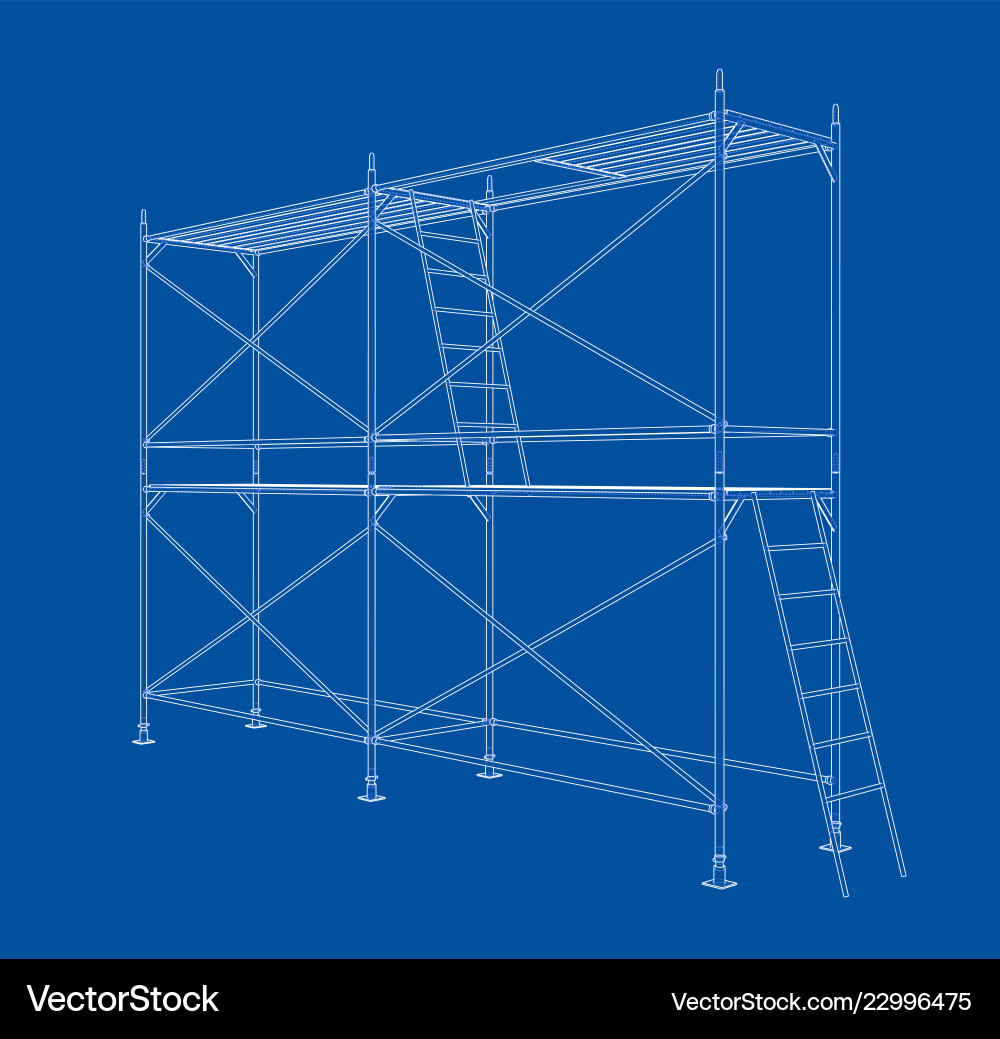 3d outline scaffold rendering of vector image