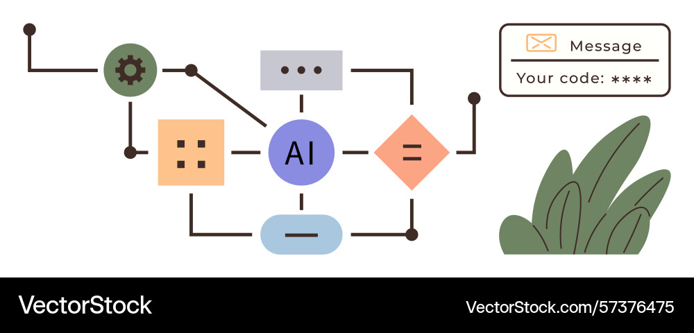 Artificial intelligence workflow with data Artificial intelligence workflow with data vector image