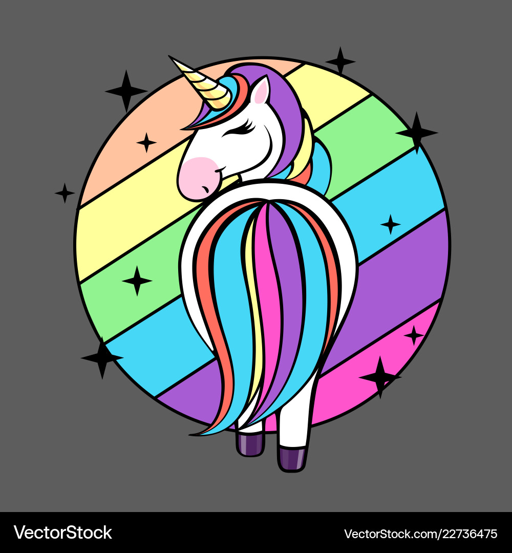 Bunte Einhorn Flache Kunst Vektorbild