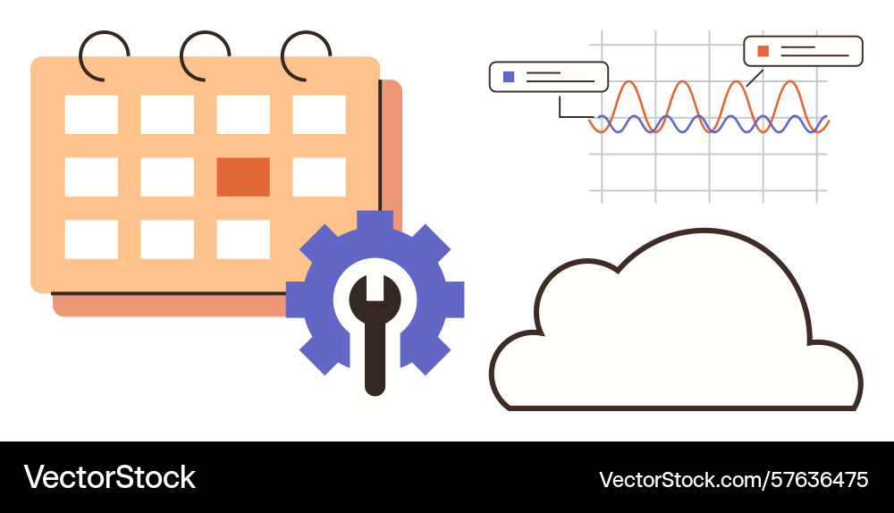 Calendar management with data analysis and cloud Calendar management with data analysis and cloud vector image