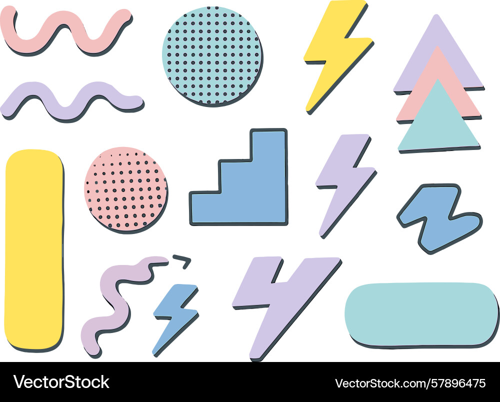 Colorful geometric shapes and patterns display Vector Image