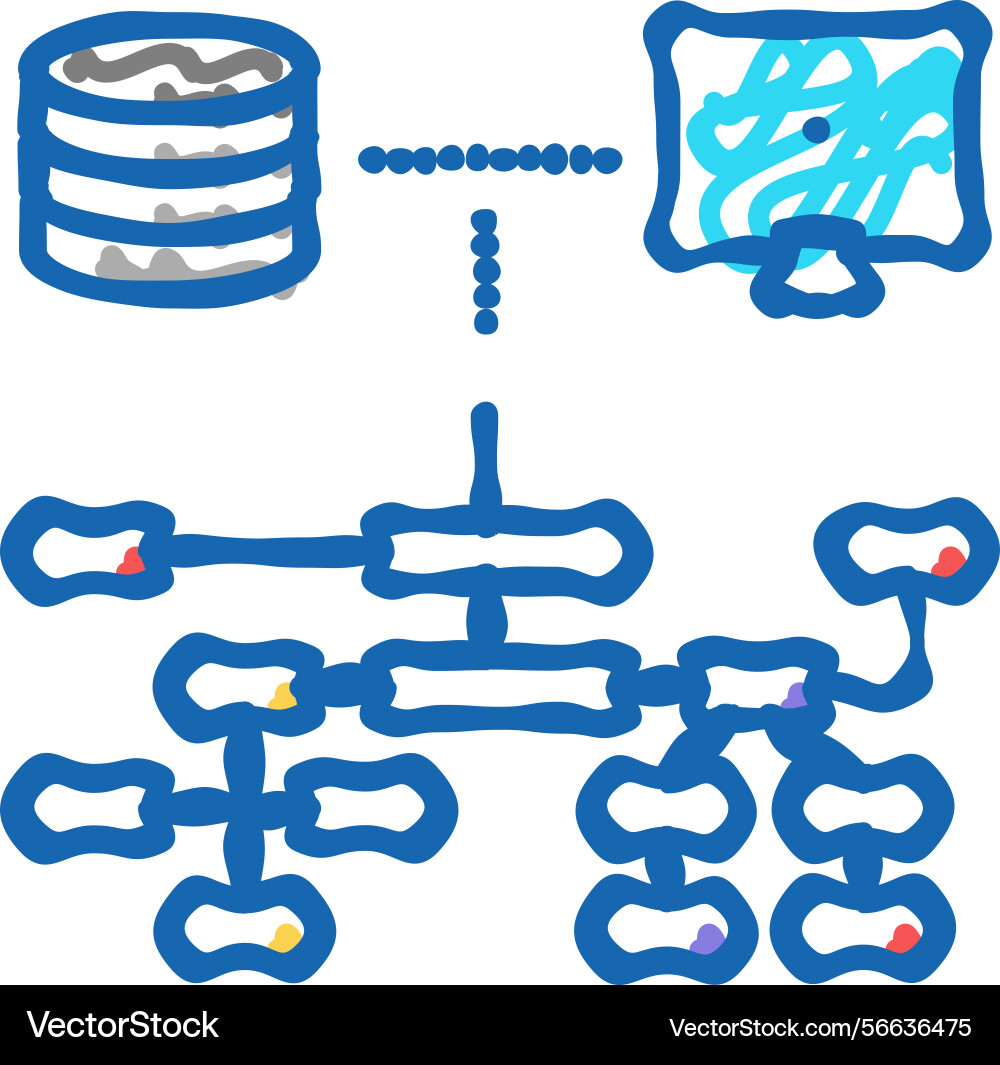 Relational database icon doodle Relational database icon doodle Vector Image