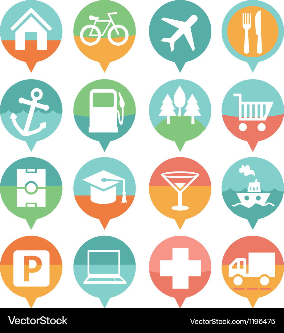 Retro Map Icons - Route Marks vector image