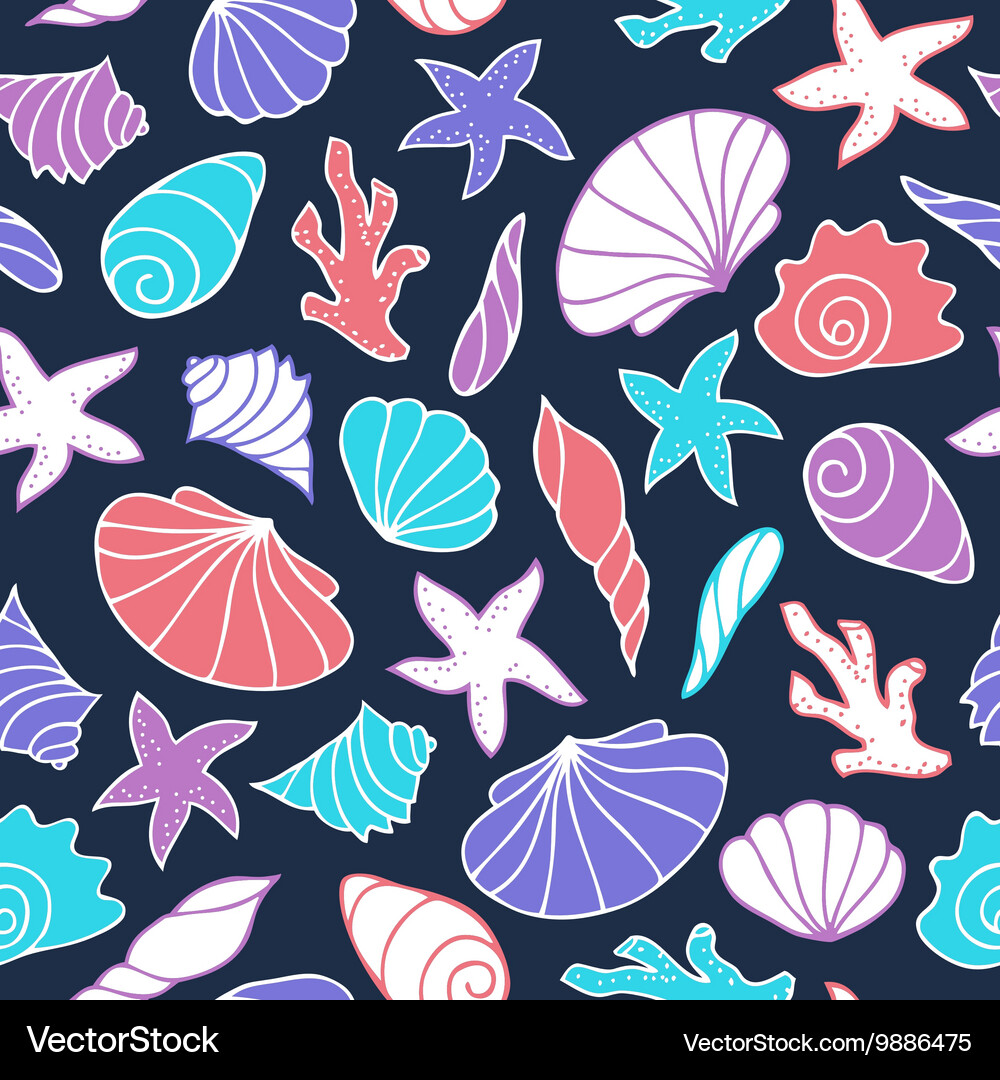 Seamless pattern of seashells Vector Image