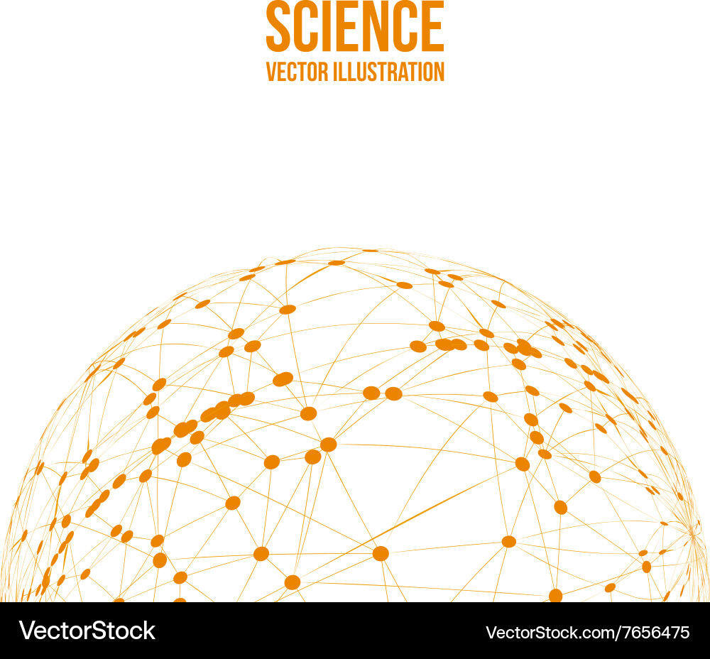 Sphere with connected lines and dots wireframe vector image