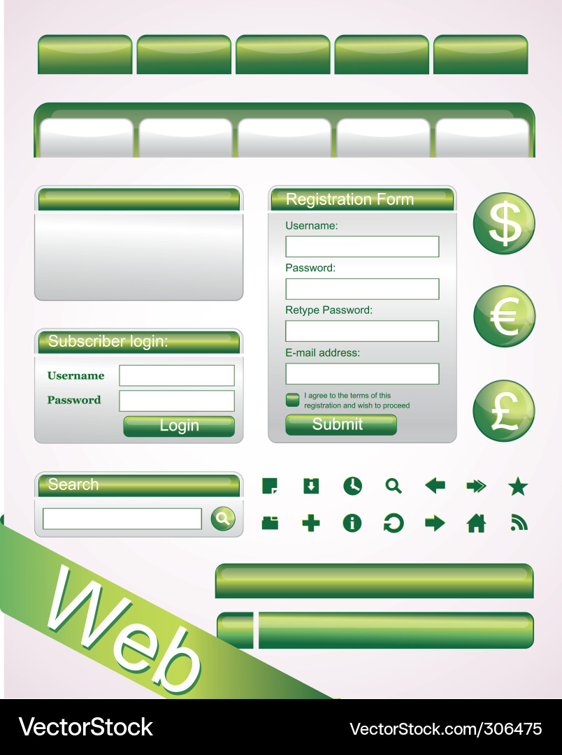 Website Interface Elements Vector Image