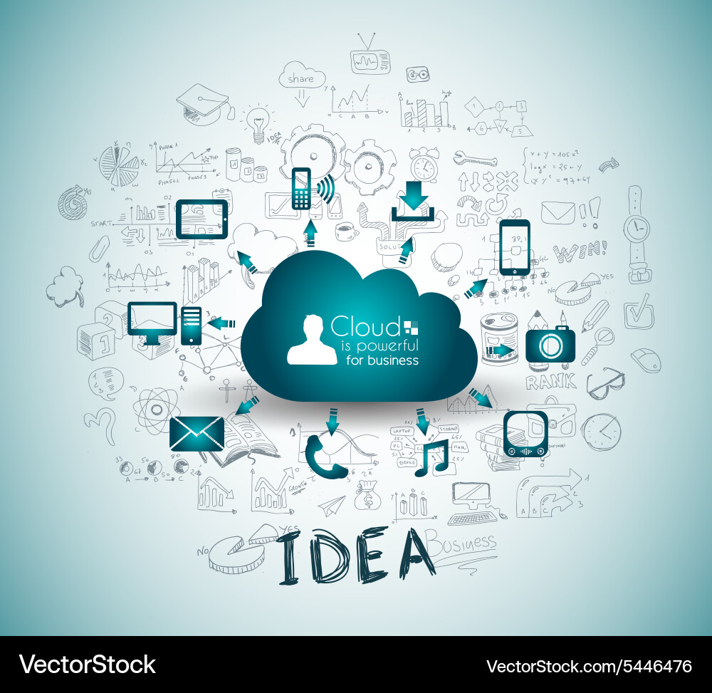 Business Cloud Doodles vector image