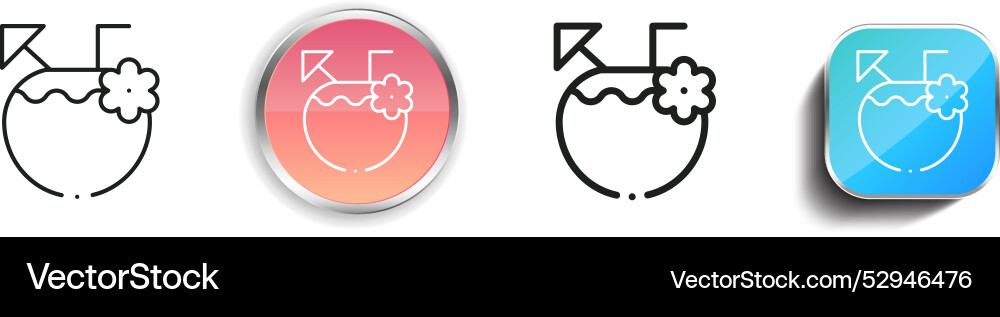 Cocktail icon thin linear regular and button vector image
