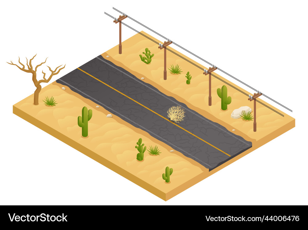 Desert landscape isometric element Royalty Free Vector Image