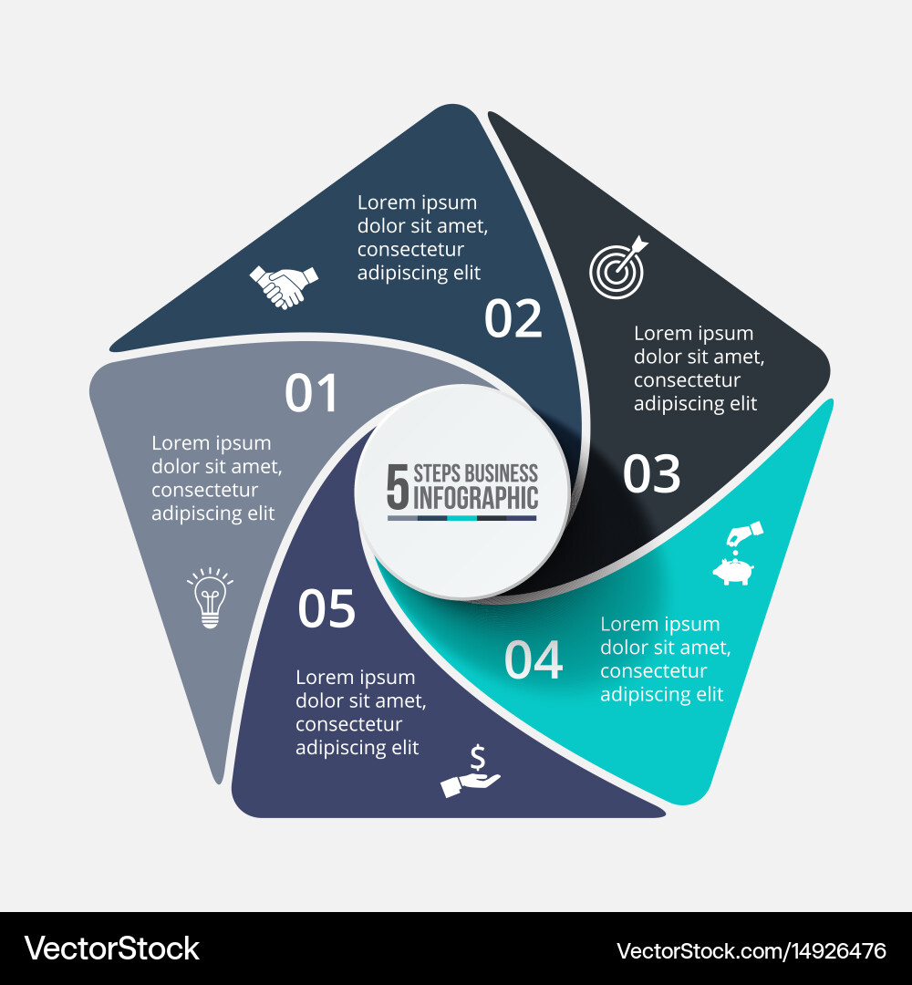 Pentagon Data Chart Template Vector Image