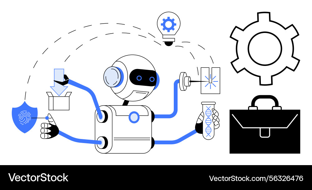Robotics: Innovation & Data Analysis Vector Image