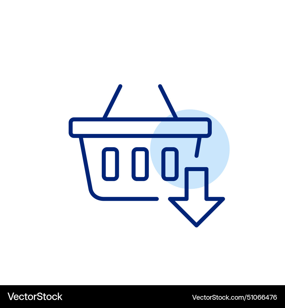 Shopping basket with arrow pointing down saving Vector Image