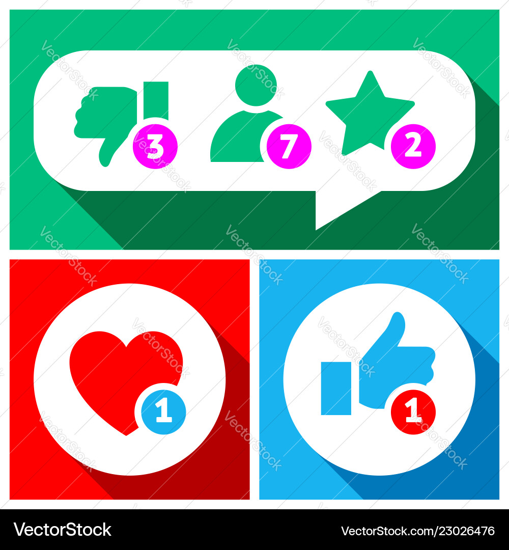 Simple buttons with user feedback social network Simple buttons with user feedback social network vector image