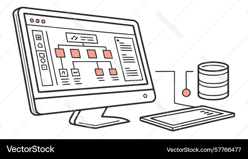 Centralized data storage and management system vector image