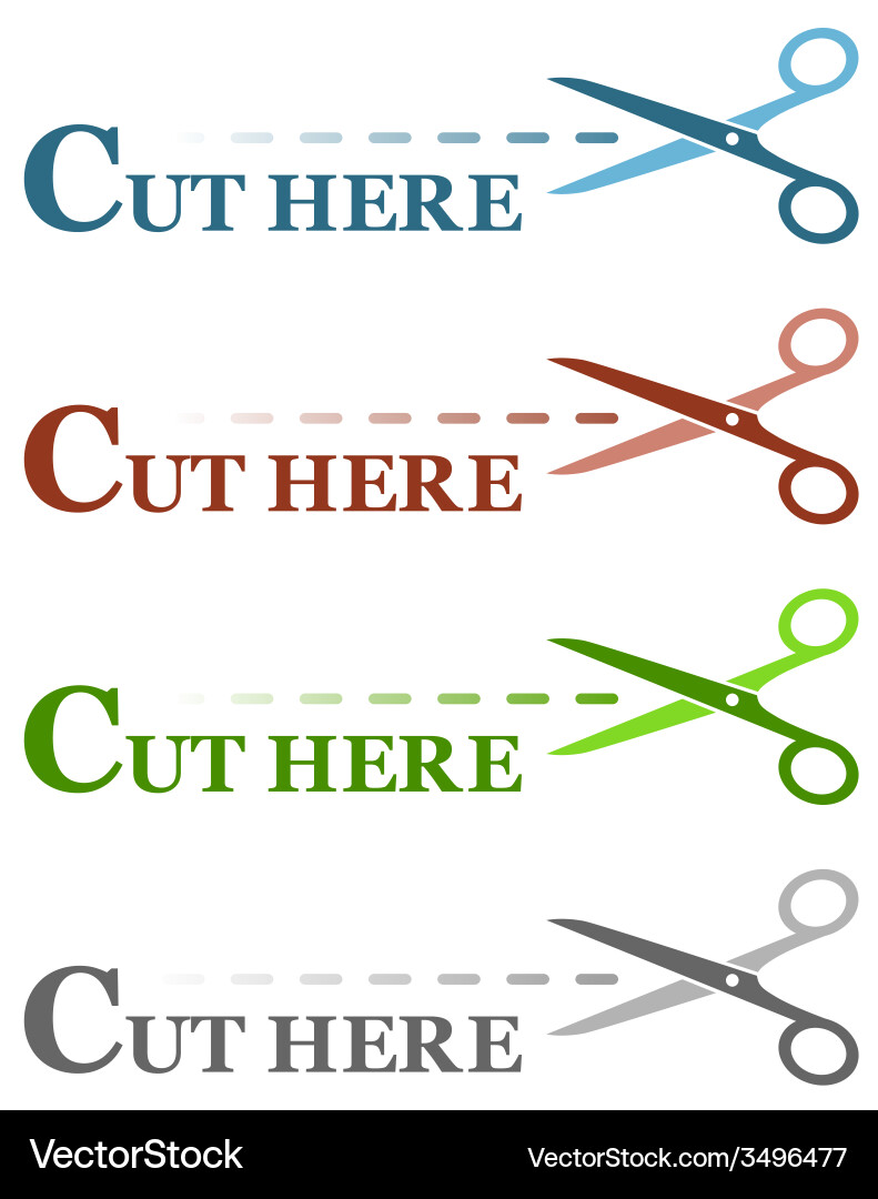 Colorful set isolated dotted lines with scissors vector image