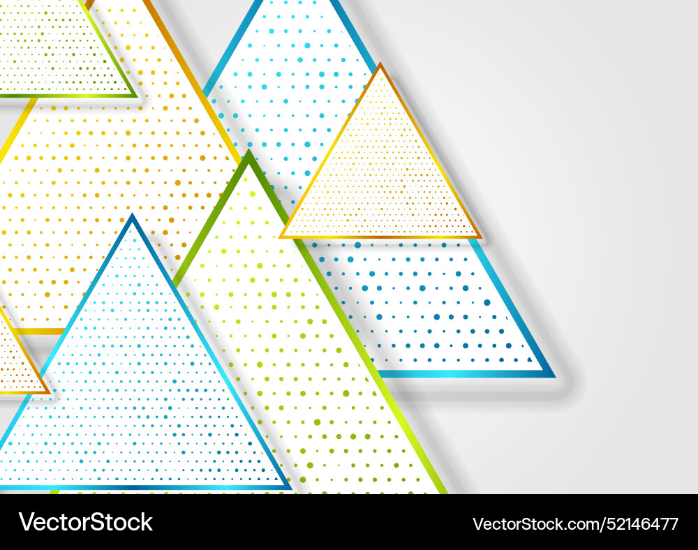 Colorful triangles with small dots abstract tech Colorful triangles with small dots abstract tech Vector Image